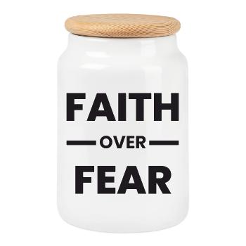 Faith_Over_Fear_Transparent_Black - Keksdose mit Holzdeckel - Weiß - Vorne