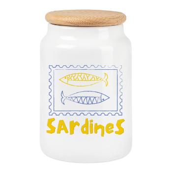 Sardine can - Cookie Jar with Wooden Lid - white - Front