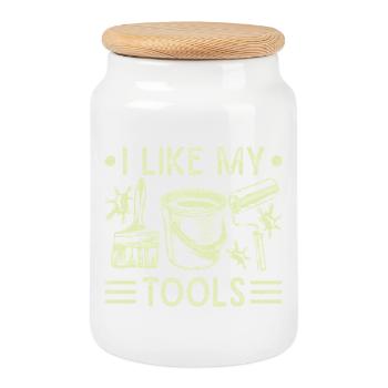 Peintre en bâtiment papa Cadeaux uniques - Boîte à biscuits avec couvercle en bois - blanc - Devant