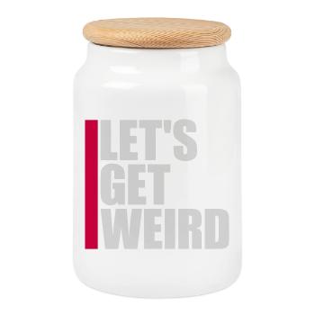 Let's Get Weird Lustiger Party Spruch für Feiern - Keksdose mit Holzdeckel - Weiß - Vorne