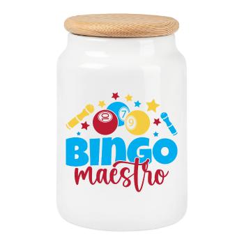 Bingo Game Maestro Bingo - Keksdose mit Holzdeckel - Weiß - Vorne