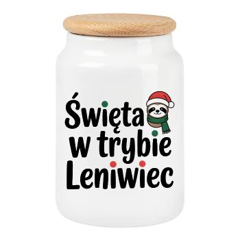 Noël en mode paresseux - Boîte à biscuits avec couvercle en bois - blanc - Devant