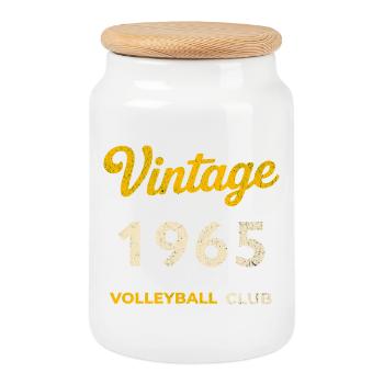 Millésime 1965 – Basket-ball Club Rétro Année de naissance - Boîte à biscuits avec couvercle en bois - blanc - Devant