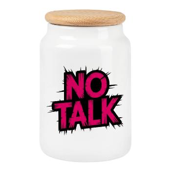 No Talk Neon Pink - Cookie Jar with Wooden Lid - white - Front