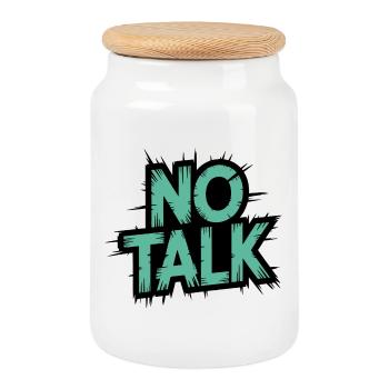 No Talk Brushstroke Typo - Cookie Jar with Wooden Lid - white - Front
