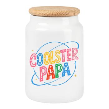 Coolest Dad Cosmic Retro Style - Cookie Jar with Wooden Lid - white - Front