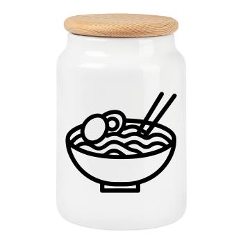 Ramen - Cookie Jar with Wooden Lid - white - Front