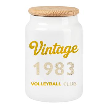 Vintage 1983 – Volleyball Club Retro Geburtsjahr - Keksdose mit Holzdeckel - Weiß - Vorne