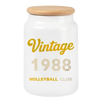 Millésime 1988 – Volleyball Club Rétro Année de naissance - Boîte à biscuits avec couvercle en bois - blanc - Devant