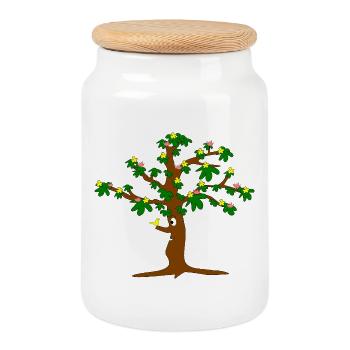 Baum voller Blüten - Keksdose mit Holzdeckel - Weiß - Vorne