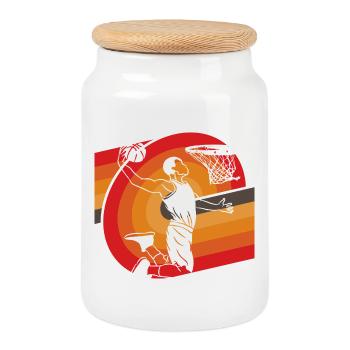 Classic Oldschool Basketball Design Retro - Cookie Jar with Wooden Lid - white - Front