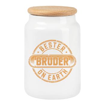 Bester Bruder - Keksdose mit Holzdeckel - Weiß - Vorne