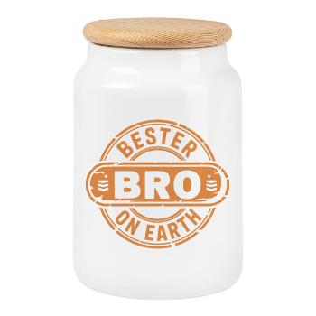 Bester Bro Bruder - Keksdose mit Holzdeckel - Weiß - Vorne