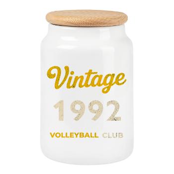 Vintage 1992 – Volleyball Club Retro Birth Year - Cookie Jar with Wooden Lid - white - Front