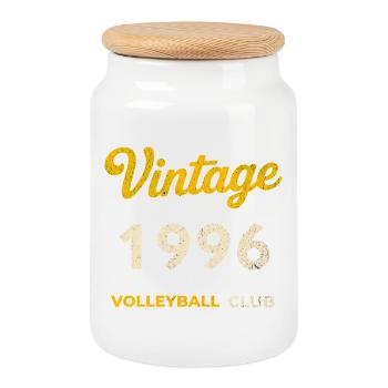 Millésime 1996 – Volleyball Club Rétro Année de naissance - Boîte à biscuits avec couvercle en bois - blanc - Devant