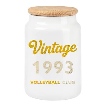 Millésime 1993 – Volleyball Club Rétro Année de naissance - Boîte à biscuits avec couvercle en bois - blanc - Devant
