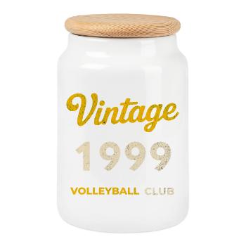 Millésime 1999 – Volleyball Club Rétro Année de naissance - Boîte à biscuits avec couvercle en bois - blanc - Devant