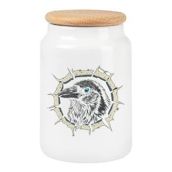 Corbeau gothique sortant de la fissure - Corbeau - Boîte à biscuits avec couvercle en bois - blanc - Devant