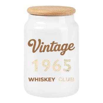 Millésime 1965 – Whiskey Club Rétro Année de naissance - Boîte à biscuits avec couvercle en bois - blanc - Devant
