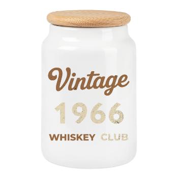 Millésime 1966 – Whiskey Club Rétro Année de naissance - Boîte à biscuits avec couvercle en bois - blanc - Devant
