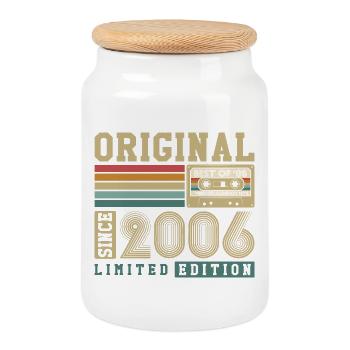 Original 2006 Vintage Vintage Anniversaire Rétro - Boîte à biscuits avec couvercle en bois - blanc - Devant