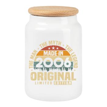 Jahrgang 2006 geboren Original Geburtstag Geschenk - Keksdose mit Holzdeckel - Weiß - Vorne