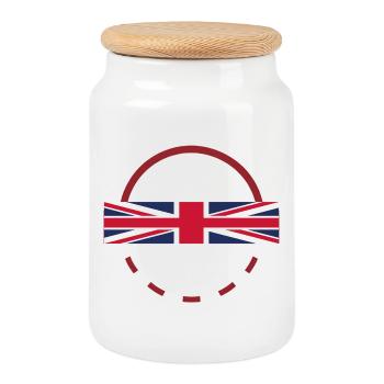 Union Jack Arc Emblem - Keksdose mit Holzdeckel - Weiß - Vorne