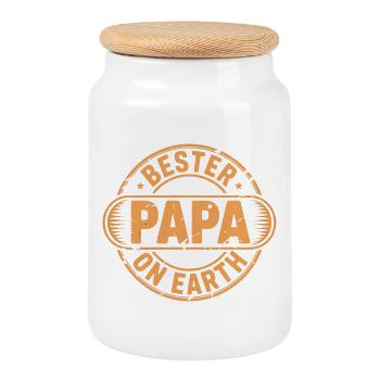 Bester Papa - Keksdose mit Holzdeckel - Weiß - Vorne