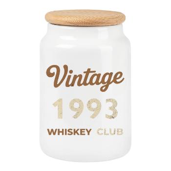 Millésime 1993 – Whiskey Club Rétro Année de naissance - Boîte à biscuits avec couvercle en bois - blanc - Devant