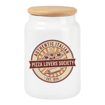Amateur de pizza Italien authentique - Boîte à biscuits avec couvercle en bois - blanc - Devant
