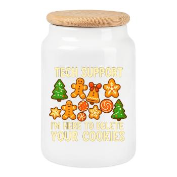 Support technique Cookie Noël Mème - Boîte à biscuits avec couvercle en bois - blanc - Devant