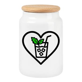 Mojito Herz Cocktail Minze Sommer Getränk - Keksdose mit Holzdeckel - Weiß - Vorne
