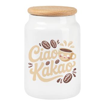 Ciao Cocoa Hot Chocolate Hot Chocolate Goodbye - Cookie Jar with Wooden Lid - white - Front