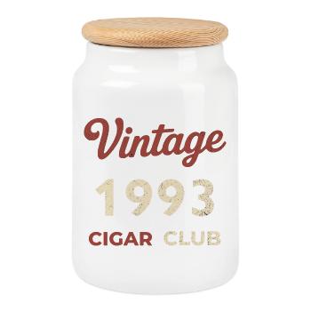Vintage 1993 Cigar Club Rétro Naissance Année Cadeau - Boîte à biscuits avec couvercle en bois - blanc - Devant