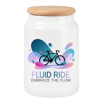 Fluid Ride : Embrasse le flux - Boîte à biscuits avec couvercle en bois - blanc - Devant
