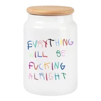 Everything will be alright bunt - Cookie Jar with Wooden Lid - white - Front