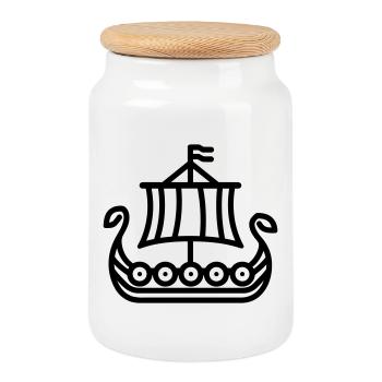 viking - Boîte à biscuits avec couvercle en bois - blanc - Devant