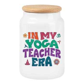 In my Yoga Teacher Era - Cookie Jar with Wooden Lid - white - Front