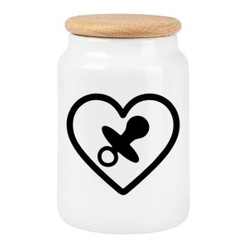 Heart + Childcare / Nanny Super Nanny - Cookie Jar with Wooden Lid - white - Front