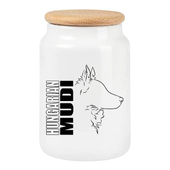 Hongrois Mudi Profil Chien Chien Wilsigns - Boîte à biscuits avec couvercle en bois - blanc - Devant