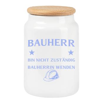 Builder 2026 I am not responsible - house construction - Cookie Jar with Wooden Lid - white - Front