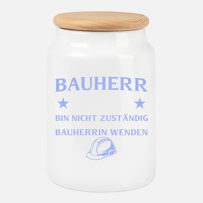 Bauherr 2026 Bin nicht zuständig - Hausbau - Keksdose mit Holzdeckel - Weiß