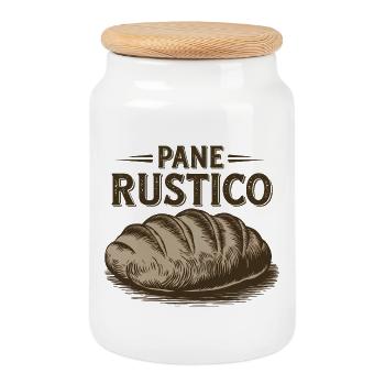 Pane Rustico – Bread - Cookie Jar with Wooden Lid - white - Front