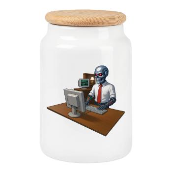 CYBORG PIRATE - geek & scifi - Boîte à biscuits avec couvercle en bois - blanc - Devant