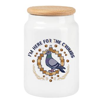 Pixel Pigeon Cookie Hunter - Cookie Jar with Wooden Lid - white - Front