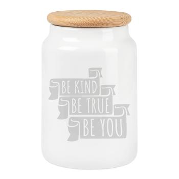 Sois gentil, sois sincère, sois toi-même, un amour de soi inspirant - Boîte à biscuits avec couvercle en bois - blanc - Devant