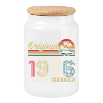 39e anniversaire Original décembre Né en 1986 - Boîte à biscuits avec couvercle en bois - blanc - Devant