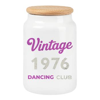 Vintage 1976 – Dancing Club Retro Geburtsjahr - Keksdose mit Holzdeckel - Weiß - Vorne