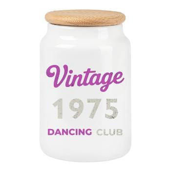 Vintage 1975 – Dancing Club Retro Geburtsjahr - Keksdose mit Holzdeckel - Weiß - Vorne