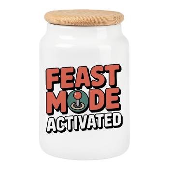 Mode festin Activé : Cadeau drôle de Gamer Food Lover - Boîte à biscuits avec couvercle en bois - blanc - Devant